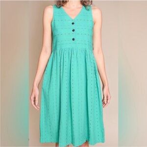 Ace & Jig Teal Blue-Green ‘Rooney’ Dress in ‘Aloha’ Multicolored Embroidered